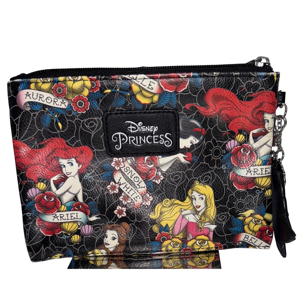 Disney Loungenfly Princess Tattoo Wristlet Wallet Ariel Snow White Belle Aurora